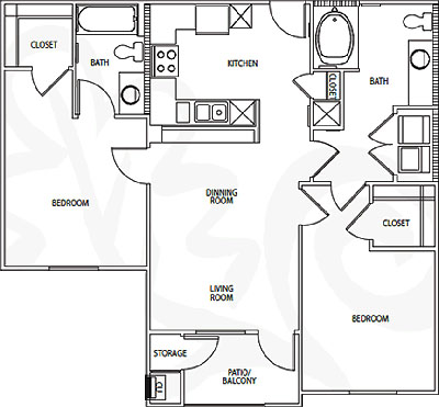 Two Bedroom / Two Bath - 980 Sq. Ft.*